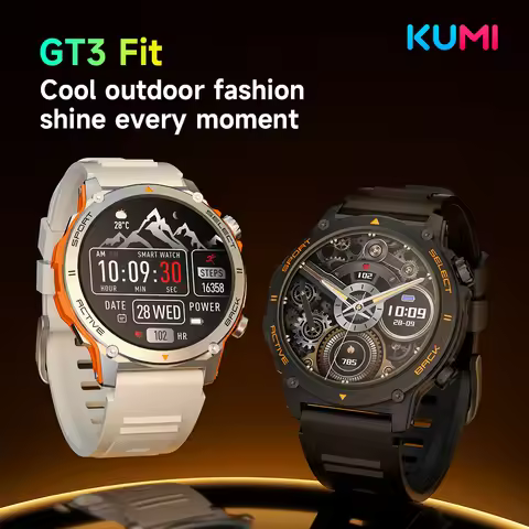 KUMI GT3 Fit Smart Watch 1.43'' AMOLED ChatGPT AI 100+ Sports HR/BP/O2 Sleep Monitor IP68 10Days Bat