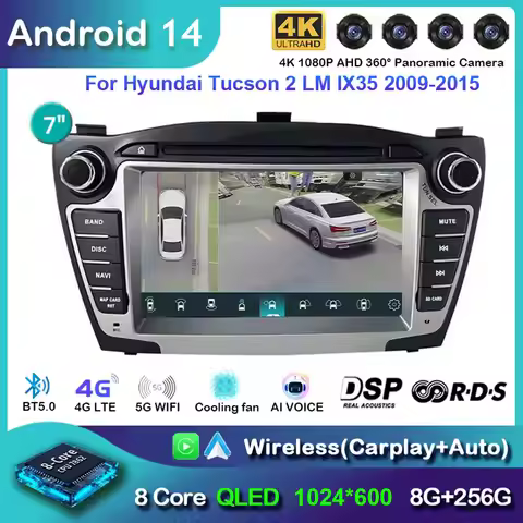 Android 14.0 Car Multimedia Player CarPlay 4G WiFi GPS Navigation Stereo Radio IPS Screen For Hyunda