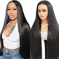 Eool Straight 28 Inch 9 x 6 Max Part HD Lace Front Real Human Hair Wig 200% Density Wear And Go Glue