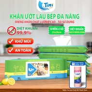 Combo of 5 Packs - Multi-Purpose Kitchen Wet Wipes - 99.9% Disinfection - Pack of 50 Large Size Piec