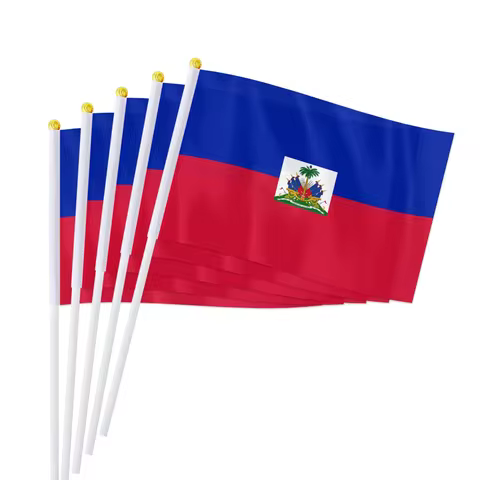 14*21cm Haiti Hand Flag, Haiti Haitian National Hand Held Waving Small Flag North America World Coun
