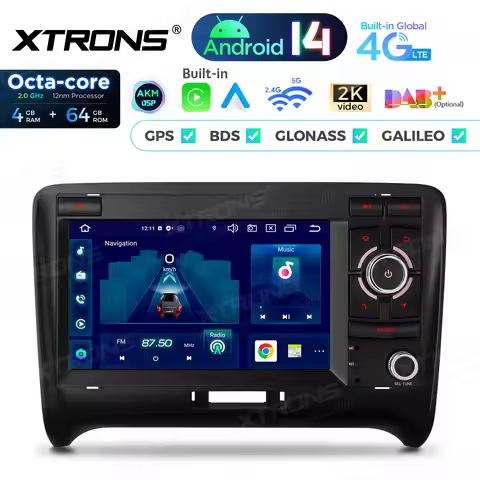 XTRONS 7" Android 14 Car Multimedia Player for Audi TT MK2 8J Car Radio Octa Core 4+64GB with Global