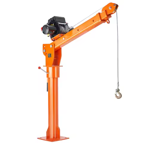 SucceBuy 2200lbs Electric Hoist Truck Crane 360° Swivel Folding Bed Jib Crane with 6000 lbs Electric
