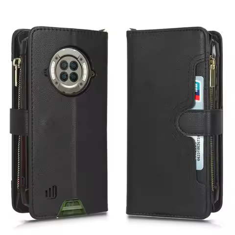 Multi-card slot Luxury Leather Zipper Flip Wallet Case For Doogee S96 Pro S96Pro S 96 Card Holder St