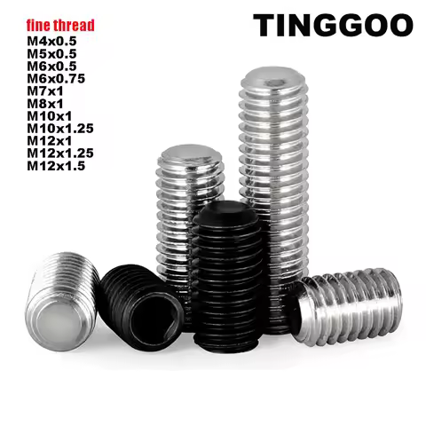 M4 M5 M6 M7 M8 M9 M10 M12 304 Stainless 12.9 Steel DIN913 Fine Thread Allen Hex Hexagon Socket Flat 
