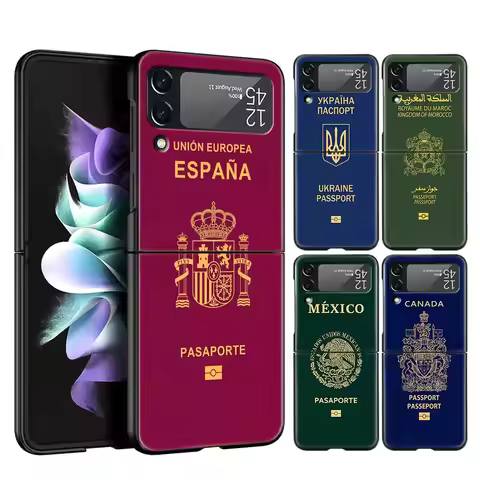 For Samsung Galaxy Z Flip 3 4 5 Hard Black Folding PC Phone Case Morocco Ukraine DIY Passport For Sa