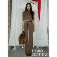Autumn Winter Outfit Set Flared Pants + Turtleneck - Tharo Clothing [SET0040]