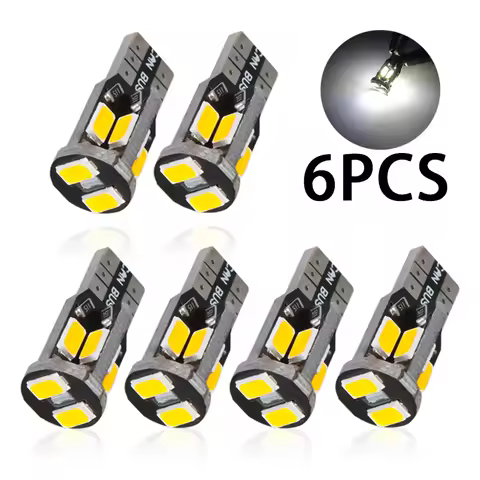 6Pcs 4300kK T10 Led Canbus Car Interior Bulb W5W 194 168 5730 10 SMD Side Marker Wedge Reading Lamp 
