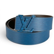 Unused ▲ LOUIS VUITTON Louis Vuitton Ceinture LV Initial 40MM Epi Leather Belt Blue Braun Made in Sp