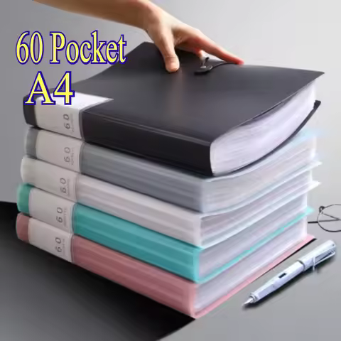 60-Pocket A4 File Folder, Suitable for A4 Size Documents and Papers, PP Material, High Transparency 