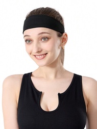 1入彈性瑜珈頭帶運動健身跑步吸汗韓風純色頭飾頭巾髮箍