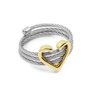 CHARRIOL Charliehouse Silver Ring with23K yellow gold plating Steel Cable Ring