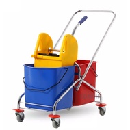 30LX2 Down Press Double Bucket Mop Wringer / Commercial Mop Bucket / 60L Side Press Double Mop Wring