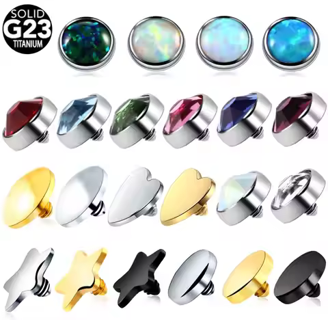 1PC Titanium Tattoo Dermal Anchor Tops Micro Dermal Head Surface Piercing CZ Gem Skin Diver Dermal A