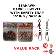 SEAHAWK BOX BARREL SWIVEL WITH SAFETY SNAP 5610-B 5610-N 5610B 5610N FISHING HOOK