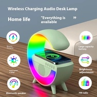 Wireless Speaker LED Atmosphere Light RGB, BT 2301 Bluetooth Speaker With Wireless Charging Speaker藍