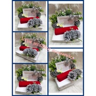 gubahan frame mas kahwin + bekas rantai tangan(grey silver)