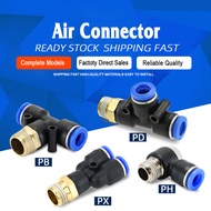 PB/PX/PH/PD Tube OD Male Thread Coupler Y Style Push In Fittings Pneumatic Air Quick Connector