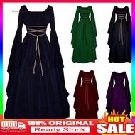 ✤ Long Dress Wanita Lengan Panjang Model Medieval Gothic Lace Up