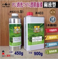 【螃蟹先生柑仔店】 魚牌木器漆-木器用兩液型PU消光75％透明面漆（優麗漆）-含硬化劑-需搭配專用溶劑使用