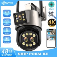 8MP 4K PTZ IP Camera There Lens with Dual Screen Auto Tracking 8X Digital Zoom CCTV Outdoor Wifi Sur