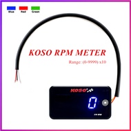 KOSO RPM Meter Motorcycle Digital Touch Tachometer Square LCD Display Engine Tach Hour Meter Gauge I