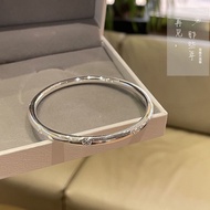 Four-leaf clover silver bracelet9999Pure silver women's solid bangle, closed design, solid sterling 