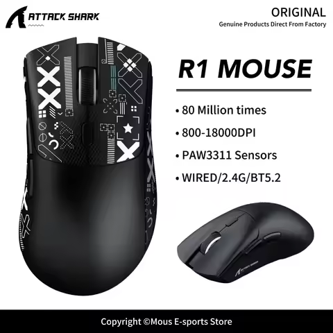 R1 ATTACK SHARK Lightweight Wireless Gaming Mouse 18000DPI 400IPS 40G Acceleration 6-Level DPI Adjus