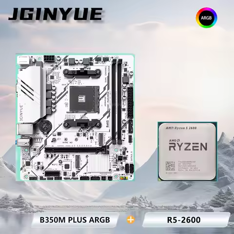 JGINYUE AMD® R5-2600 CPU B350M PLUS ARGB Motherboard Kit PC desktop DDR4 MAX 32GB combo Bundle DIY O