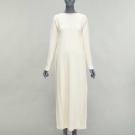 JIL SANDER 2020 cream cotton jersey panelled minimal long sleeve midi dress FR34 XS