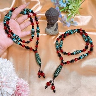 Tibetan Three-Eyed Dzi Beads & Nine-Eyed Dzi Beads Necklace New Chinese Dzi Beads Design Necklace|No