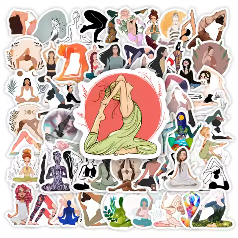 Yoga Pose Stickers Mountain Warrior Tree Pose Aesthetic DIY Gift Toys Decal Scrapbook Phone Decorati