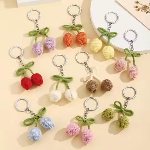 3-10Pcs Tulip Flower Keychain Pendant for Birthday Party Wedding Anniversary Mother's Day Christmas 