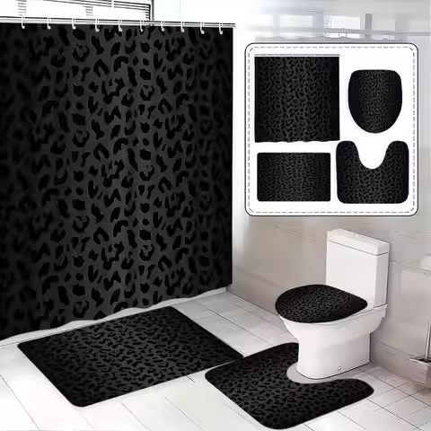 1Pc Bathroom Set That Instantly Transforms into a "Wild Aesthetic Show!" Leopard Print Bathroom Set,