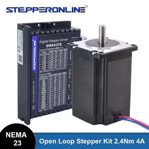 STEPPERONLINE Nema 23 Open Loop Stepper Motor Kit 2.4N.m 4A & Driver DM542TE for CNC Engraving Milli