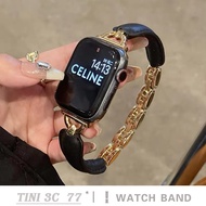 Leather Bracelet Strap For iWatch Ultra 49mm 41mm 45mm 46MM 40mm 44mm 42 Cowhide Metal Chain Band fo