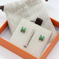 Hermès 愛馬仕 Pop H Mini 竹子綠 金色 耳環