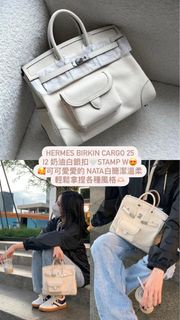 Hermes Birkin Cargo 25😍🤍i2 Nata 奶油白 銀扣 canvas🥰Stamp W ❤️