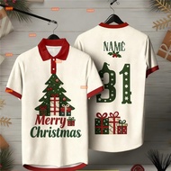 (Free custom name and number) 2026 NEW Merry Christmas Retro Collar sleeve Jersey CHRISTMAS Baju Chr