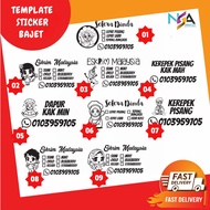 50 pcs Sticker Label Bajet nama dan nombor telefon vendor murah