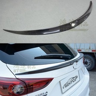 FOR Mazda 3 Hatchback Real Carbon Fiber CAR Spoiler Wing Car Rear Window Rear LIP Middle Tail FIN Ac