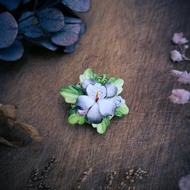 英國 彩色堇花瓷器胸針－歐洲古董首飾 Vintage Jewelry