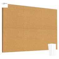12inch X 12inch Cork Tiles, 6 Pack Cork Boards for Wall with Safe Removable Adhesive Tabs, Large Cor