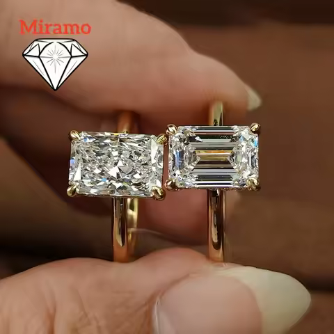 1/2/3ct Emerald Cut Solitaire Moissanite Diamond Engagement Ring with Certificate 925 Sterling Silve