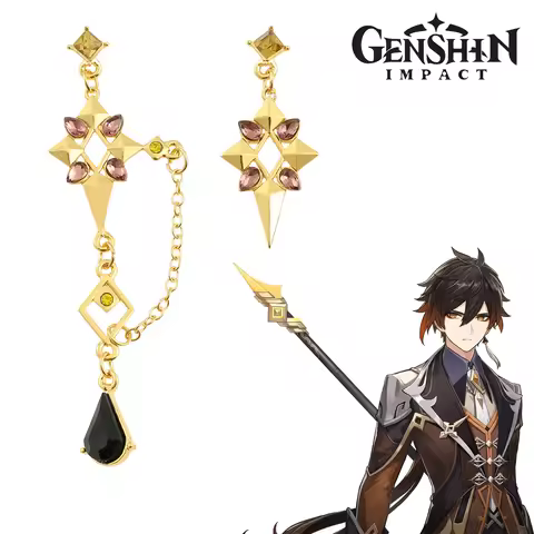 Game Genshin Impact Earring Venti Keqing Mona Zhongli Cosplay Unisex Pendant Ear Studs Jewelry Earri