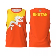 Bhutan Flag Basketball Tank Top Fashion Summer 3D National Emblem Printed Jersey Vest Loose Breathab