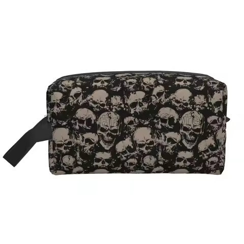Gothic Women Travel Makeup Bag Organizer Vintage Grunge Skulls Cosmetic Bag Portable Large Waterproo