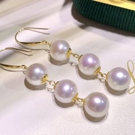 Free Shipping Earrings 精致款18k金精工耳环日本akoya海水珍珠耳钩 Subang Anting-anting