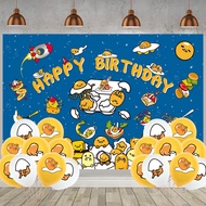 Gudetama Birthday Party Supplies,1 Happy Birthday Backdrop,18 Ballons for Gudetama Party Decorations