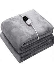 雙面舒適法蘭絨電熱毛毯,6段溫度控制,5段定時關機和可洗功能